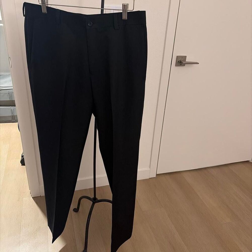 Kenneth Cole Reaction Men's Dress Pants Black Trouser 36x32 Flat Front